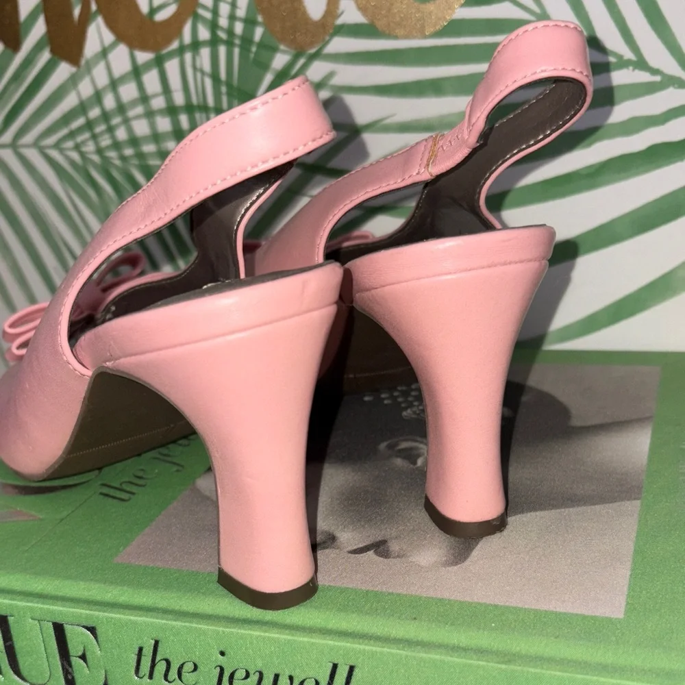 Nine West Pink Bow Slingback Heels - Picture 3 of 4